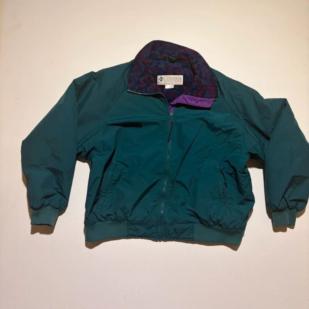 Vintage Columbia Green and Purple Women's Puffer Jacket